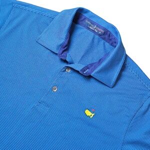Masters Men's M Polo Blue Stripe Augusta Golf Clubhouse Collection